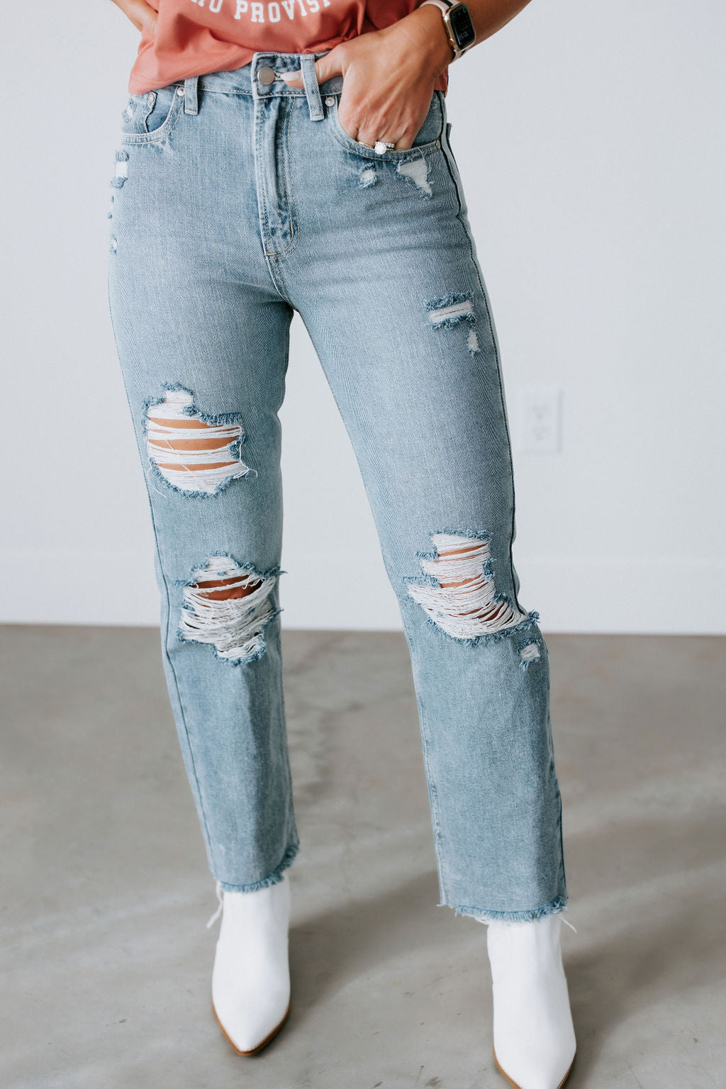 image of Ravyn Distressed Straight Jean