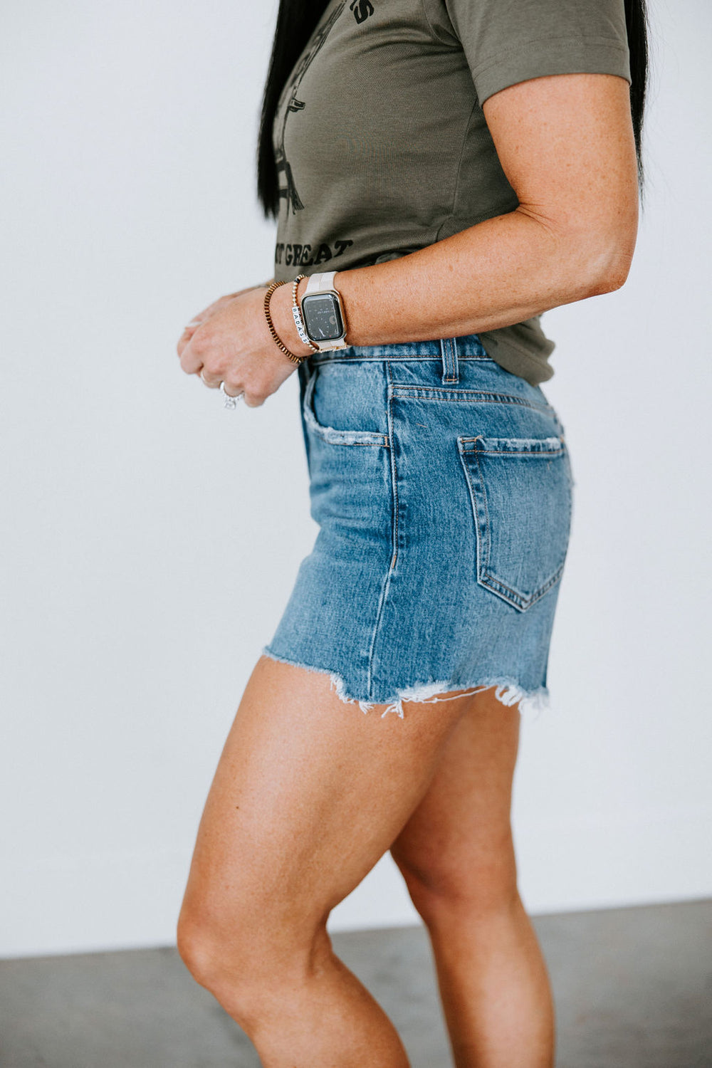 Indi Vervet Distressed A-Line Shorts