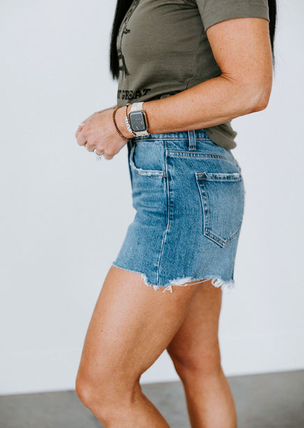 Indi Vervet Distressed A-Line Shorts