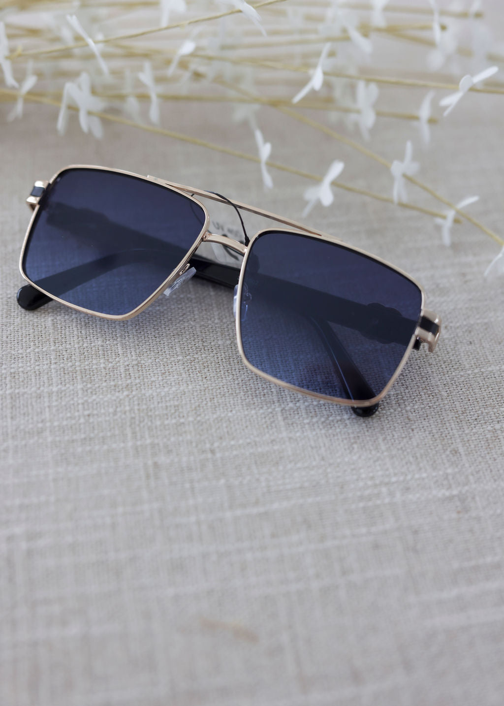 image of West Striped Aviator Sunglasses