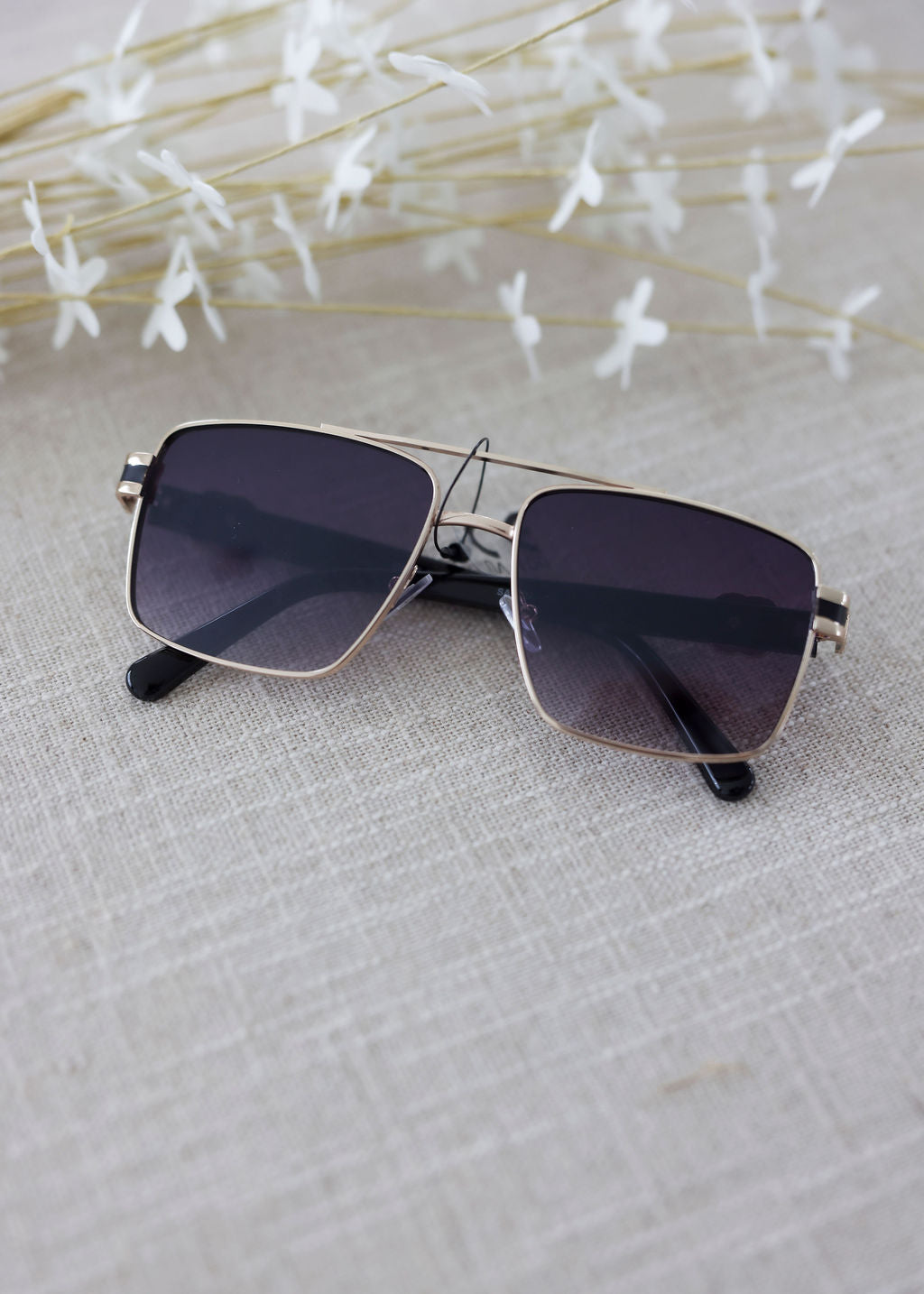 image of West Striped Aviator Sunglasses