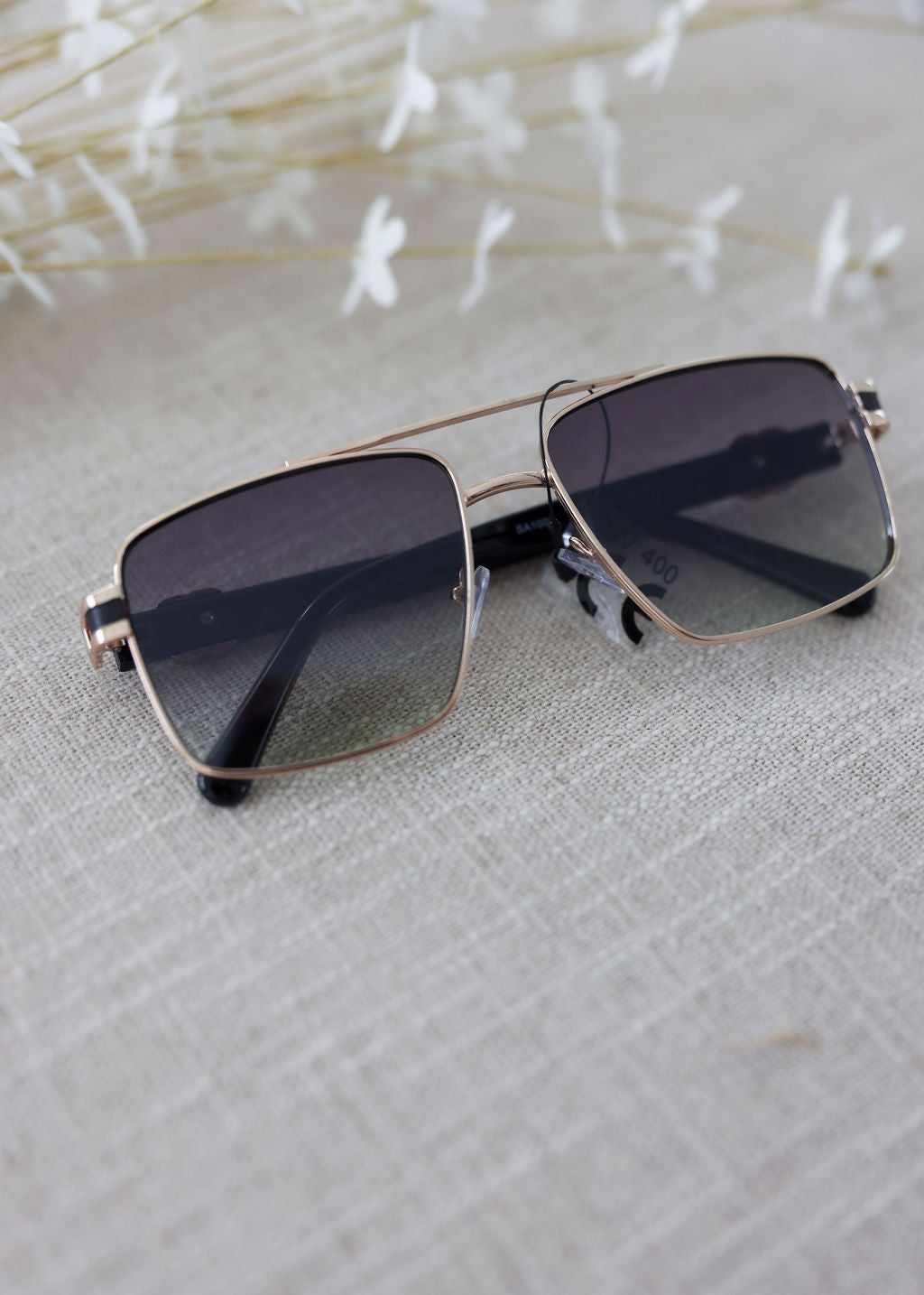 image of West Striped Aviator Sunglasses