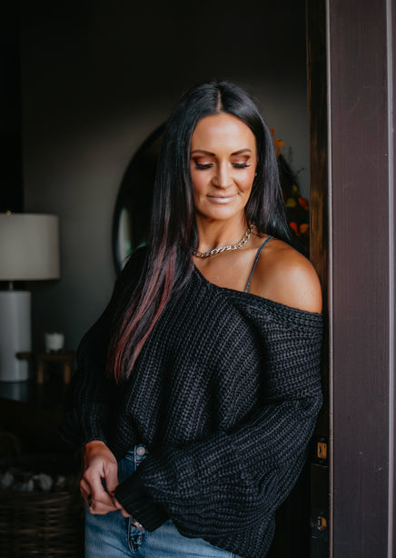 Nora Off Shoulder Sweater by Lily & Lottie