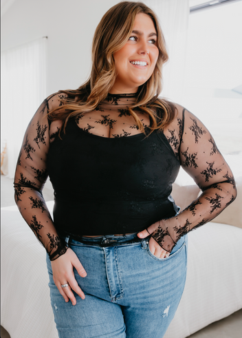 Elaina Mesh Long Sleeve Top