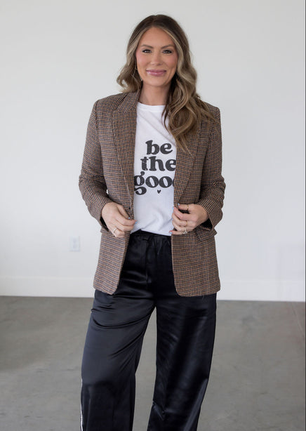 Wynn Elbow Patch Plaid Blazer product view
