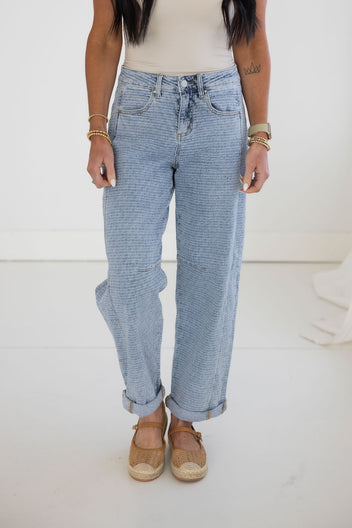 Wallie Risen Textured Barrel Jeans