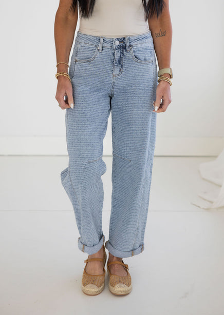 Wallie Risen Textured Barrel Jeans product view