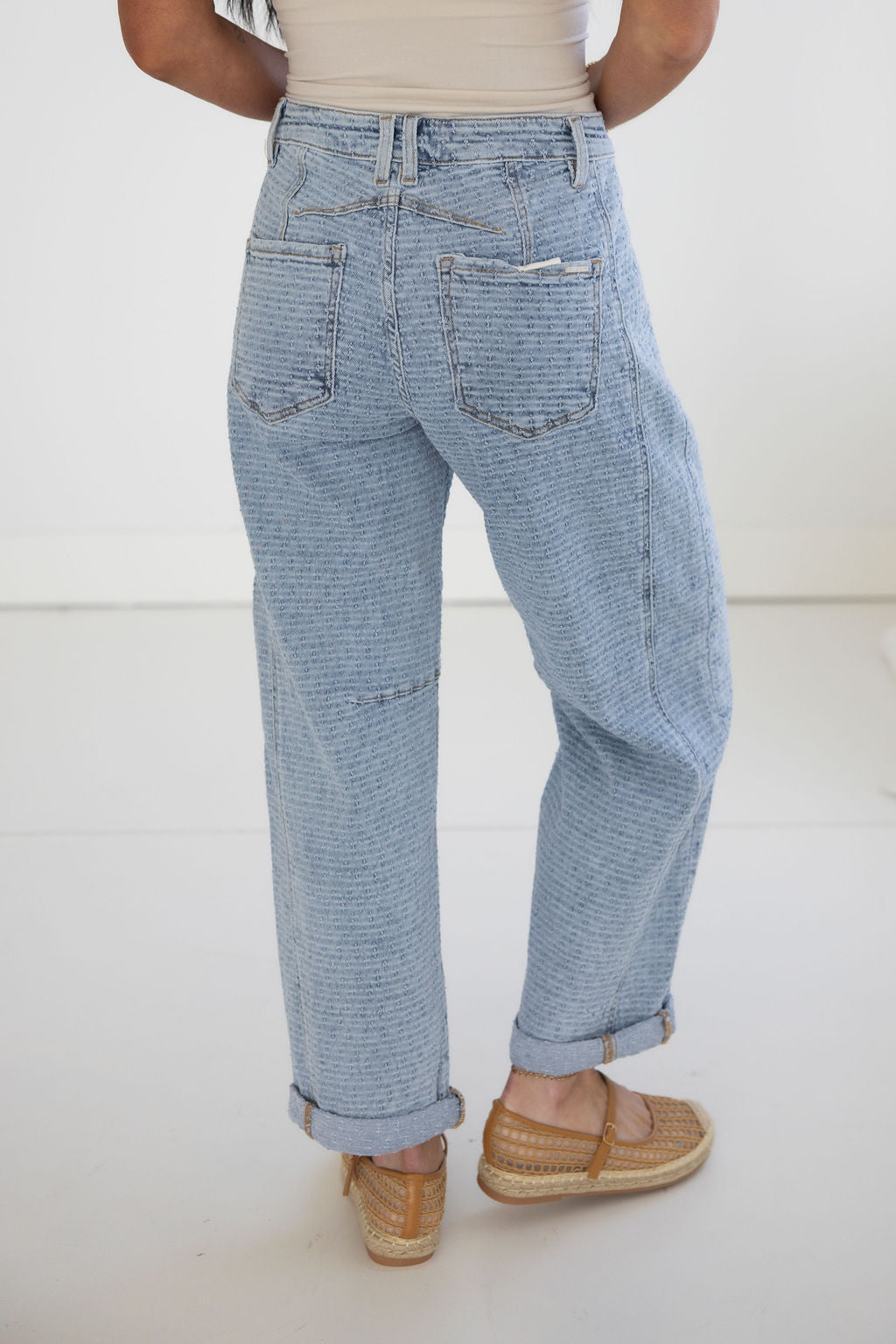 Wallie Risen Textured Barrel Jeans | Lauriebelles