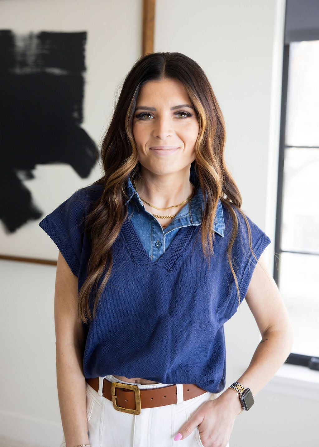 Delaney Denim Collared Vest