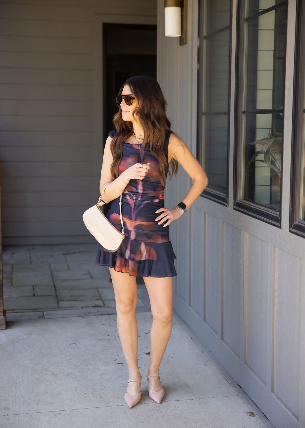 Elle Mesh Print Mini Dress