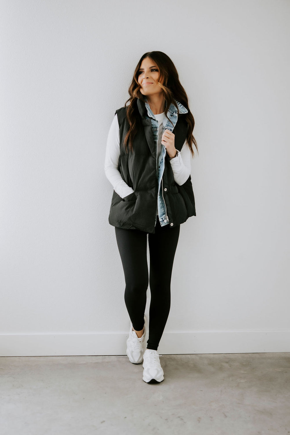 Carlin Denim Layered Puffer Vest