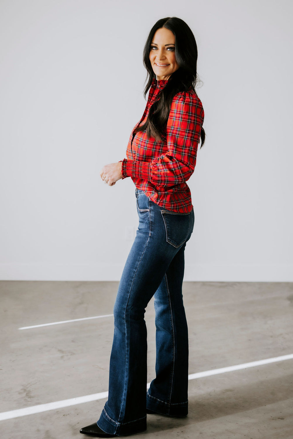 Bette Plaid Button Down Top