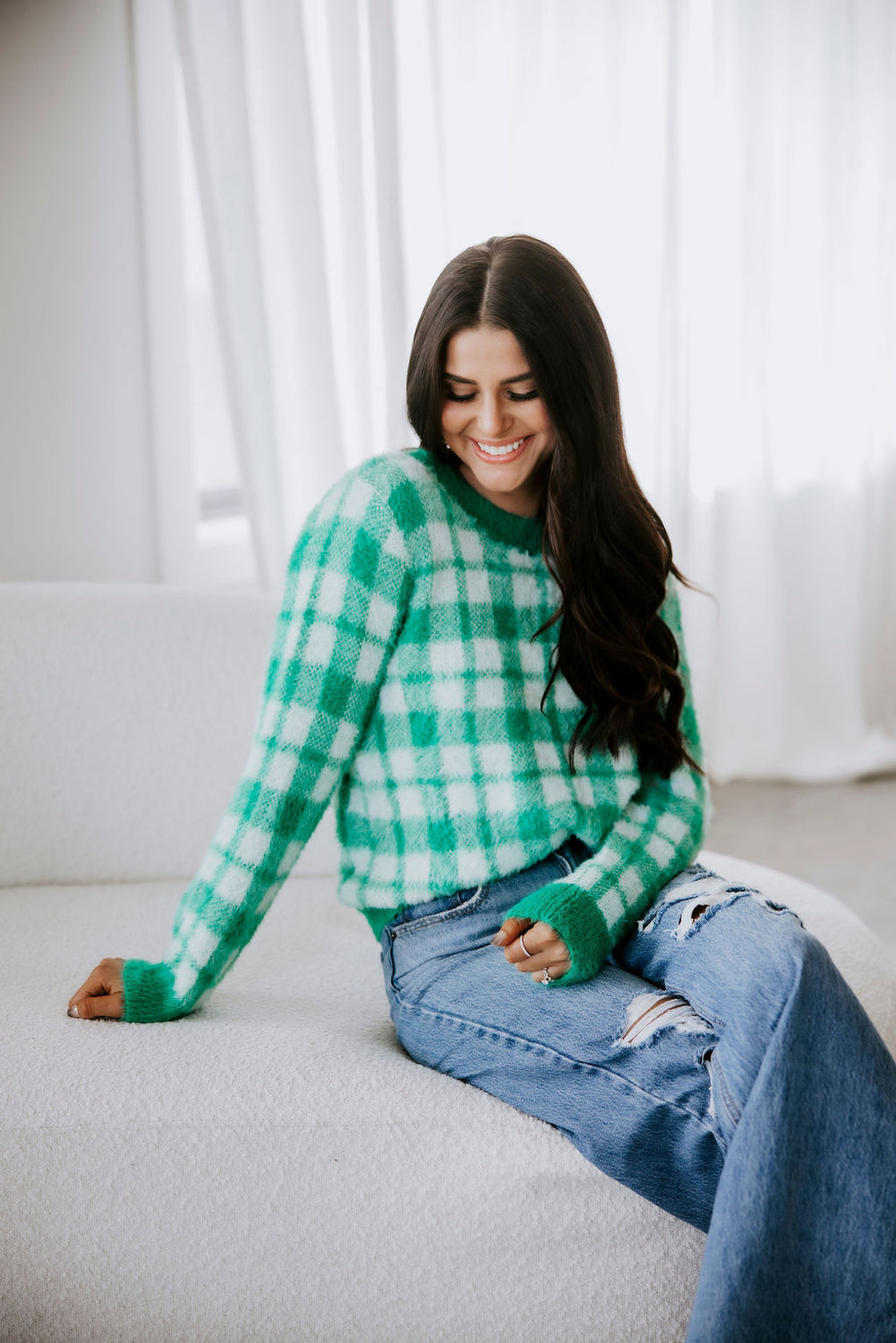 Carmine Plaid Sweater