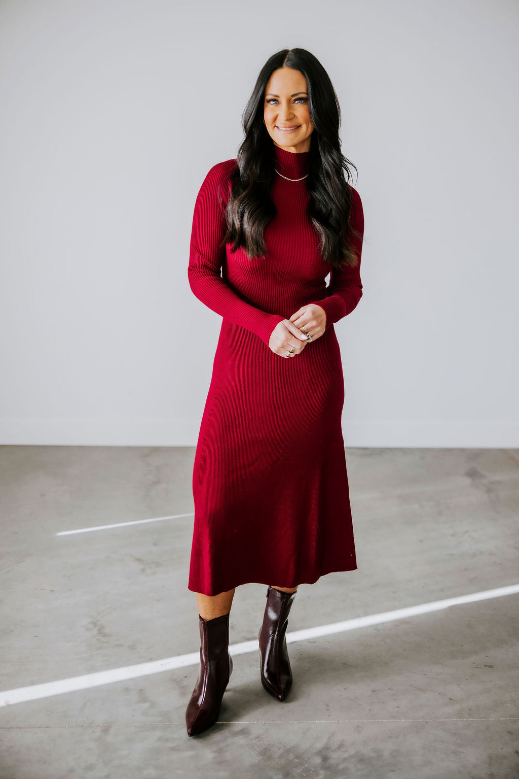 image of Darcey Ribbed Knit Midi Dress
