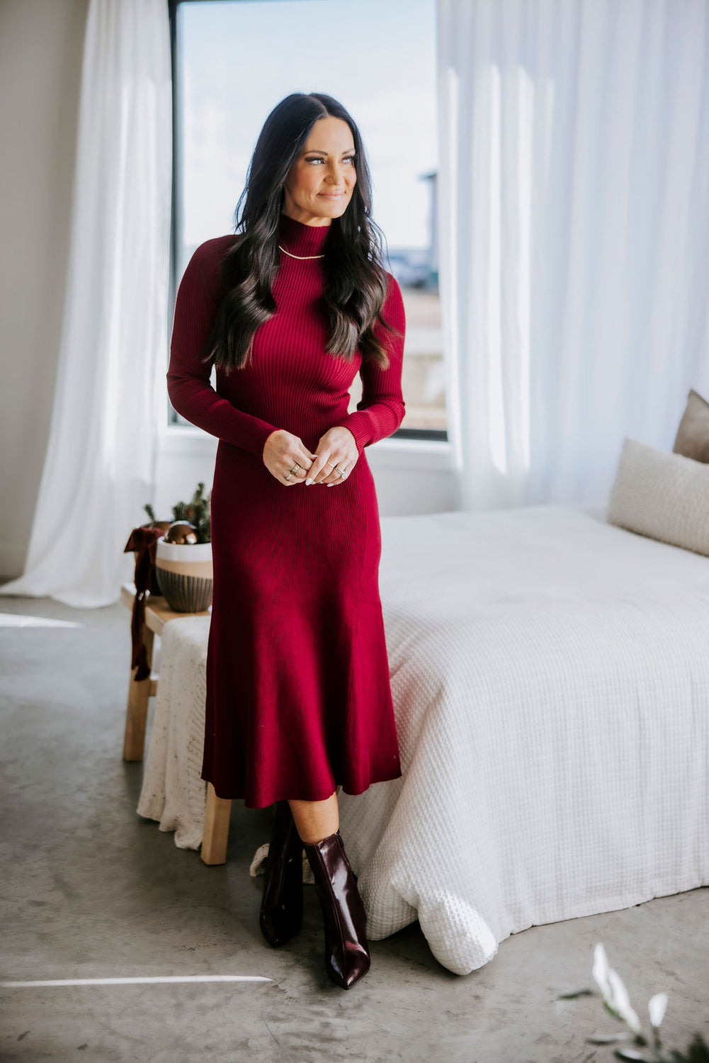 Darcey Ribbed Knit Midi Dress