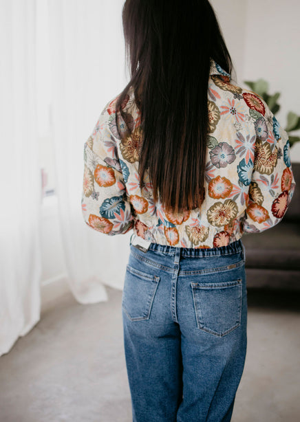 Retro Floral Cropped Jacket