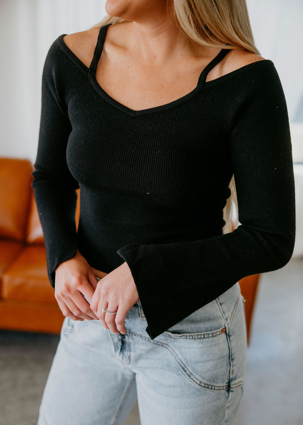 Antoni Knit Off Shoulder Top