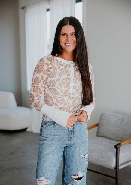 Kimberlie Floral Henley Top product view