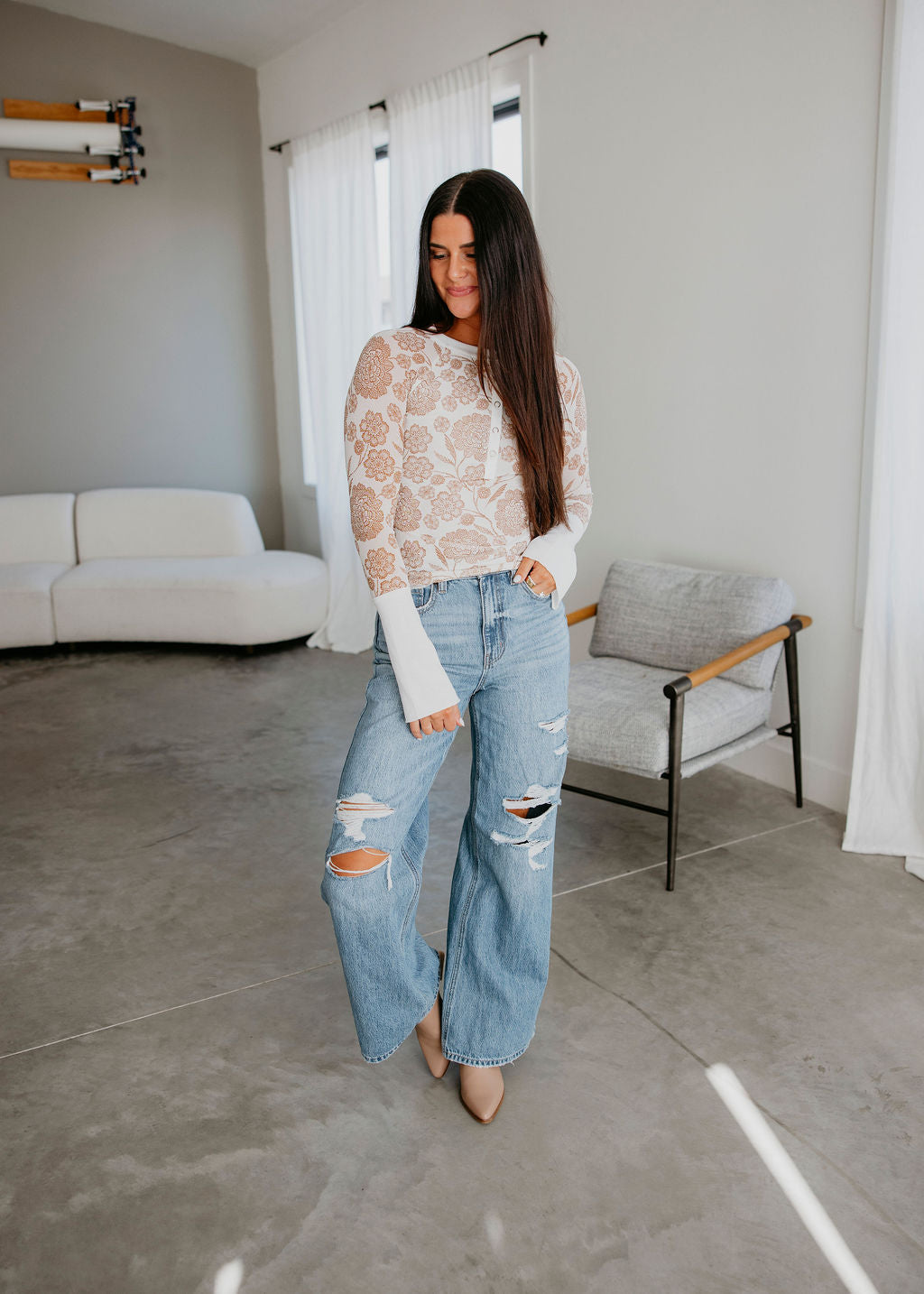 Kimberlie Floral Henley Top