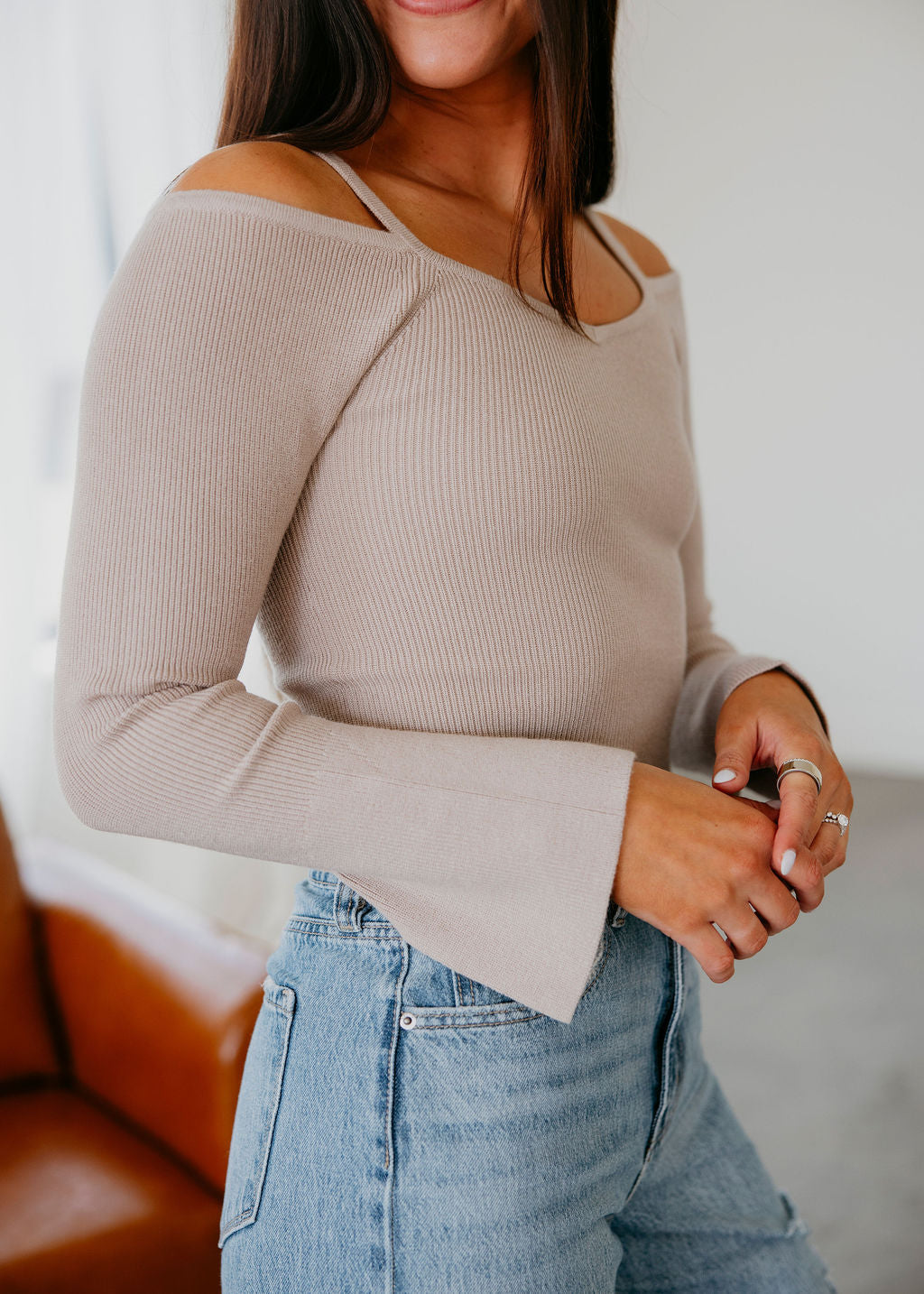 Antoni Knit Off Shoulder Top