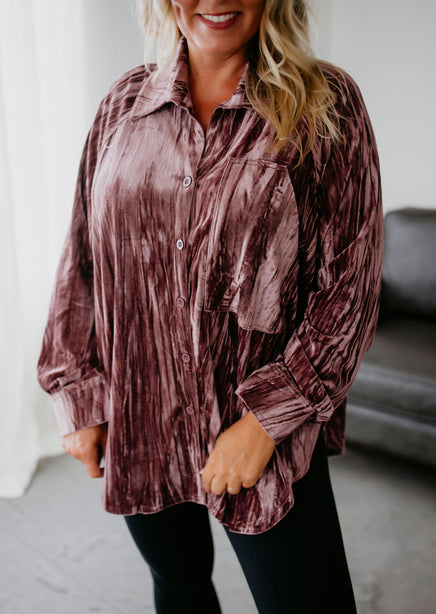 Nicolet Velvet Button Up Top