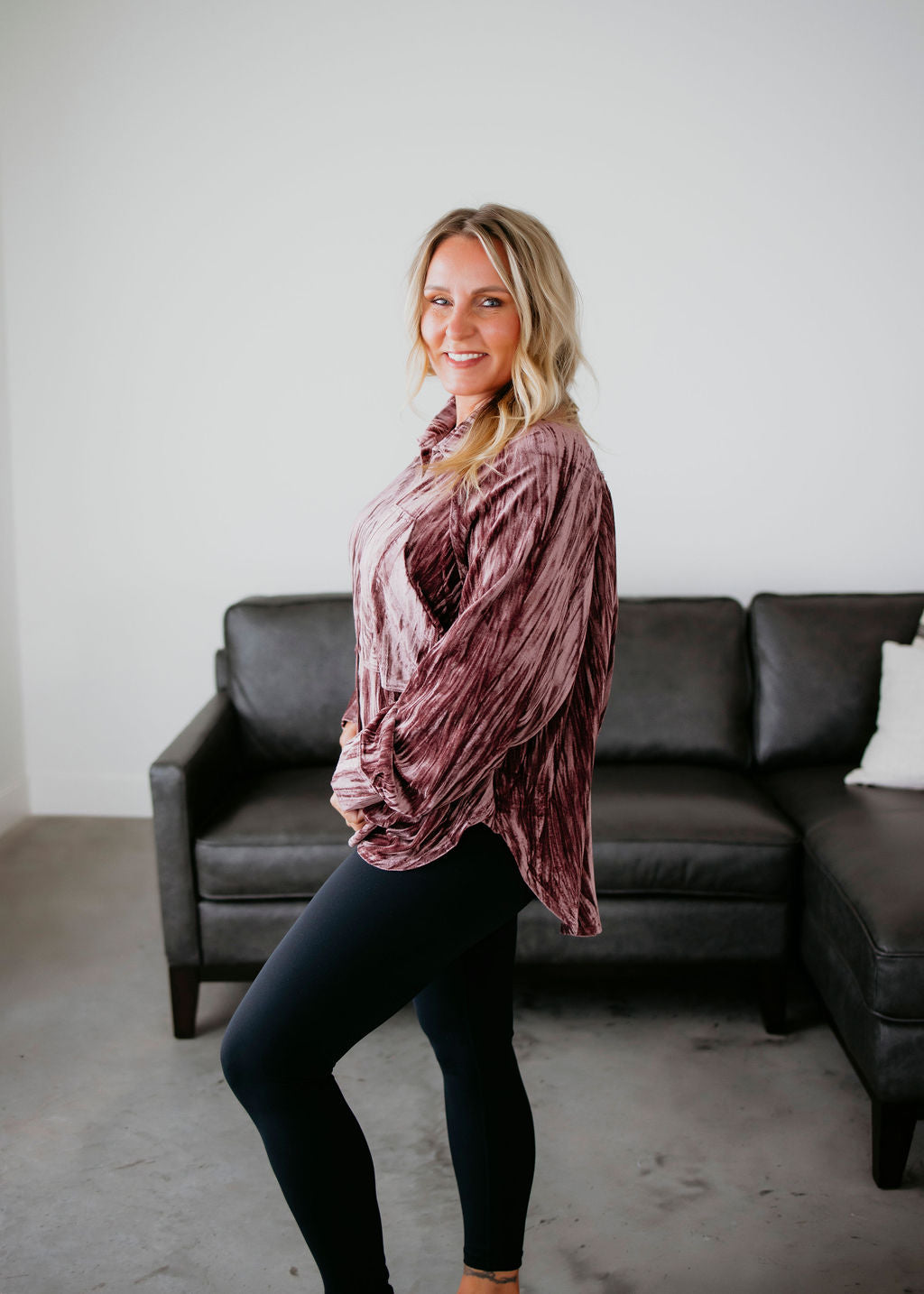 Nicolet Velvet Button Up Top