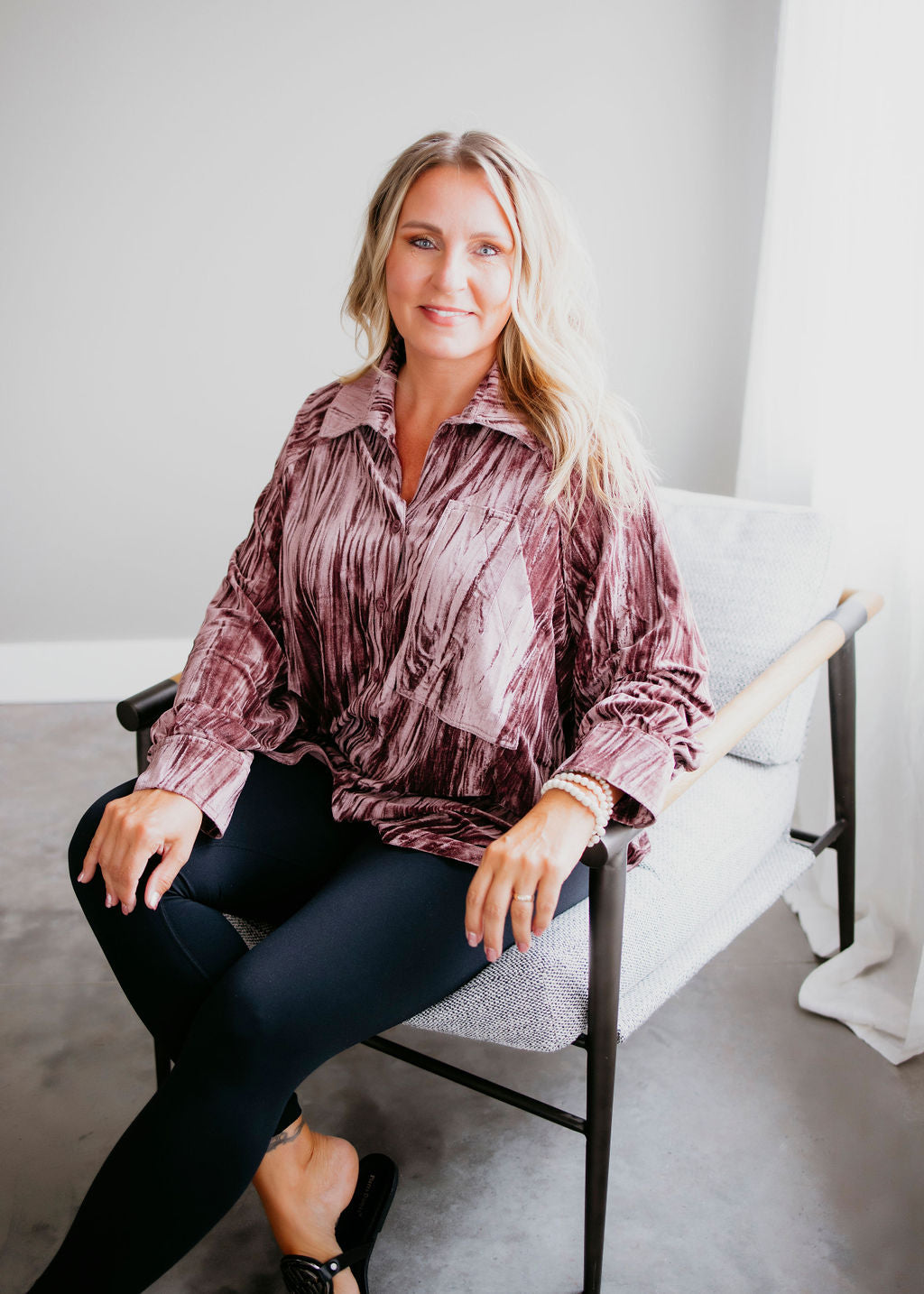 Nicolet Velvet Button Up Top