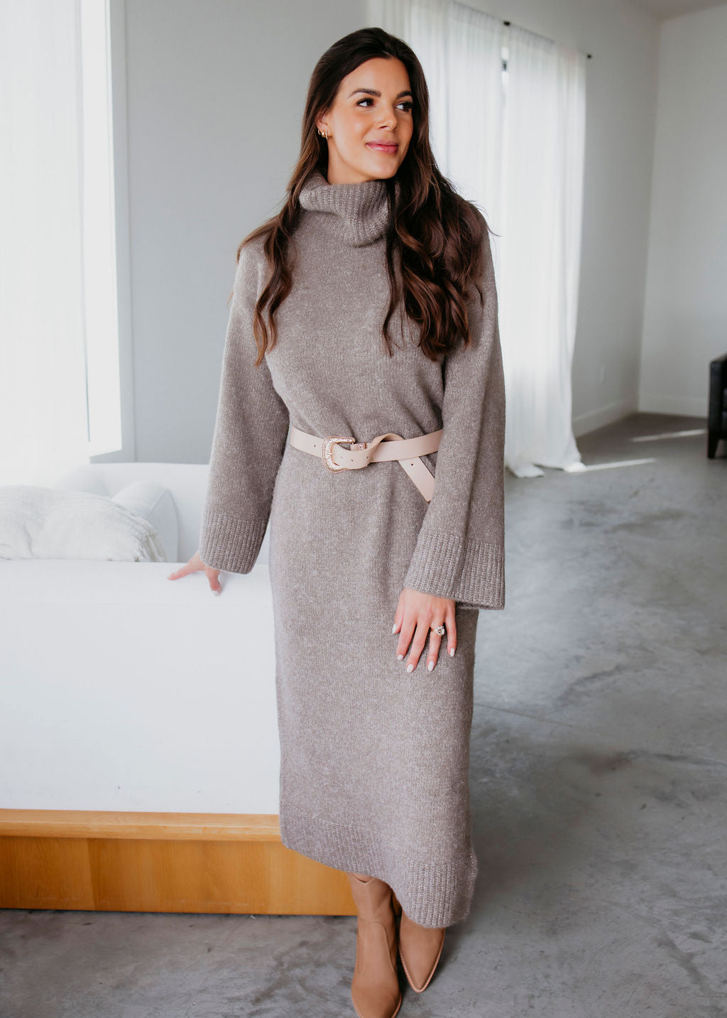 image of Maisie Cowl Neck Sweater Dress