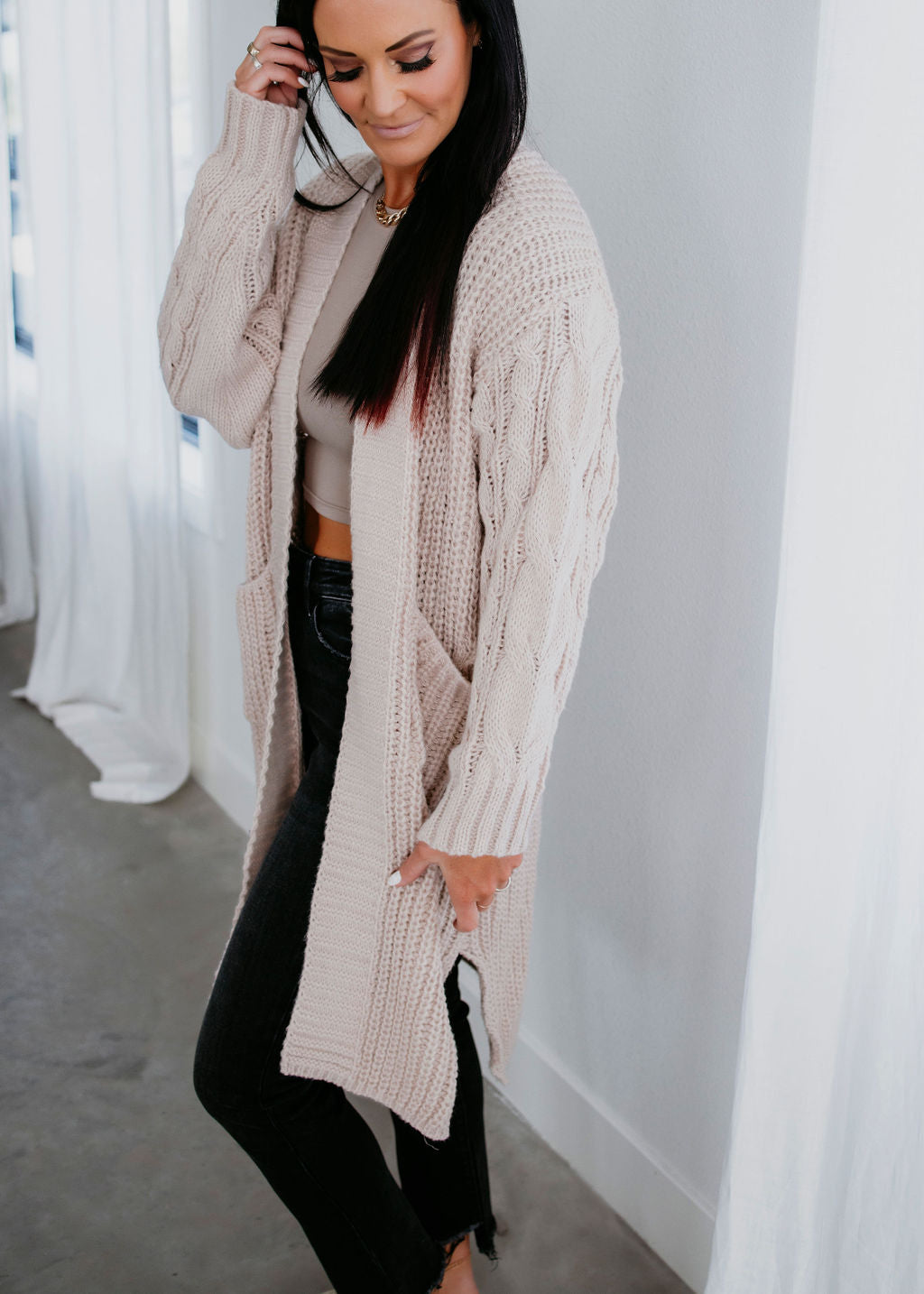 Giveon Cable Knit Cardigan