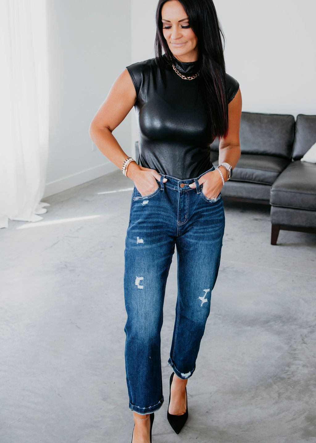 Ave Faux Leather Bodysuit