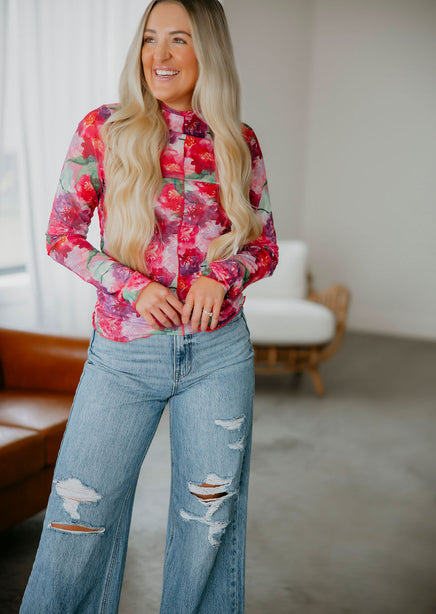 Sally Mesh Long Sleeve Top product view