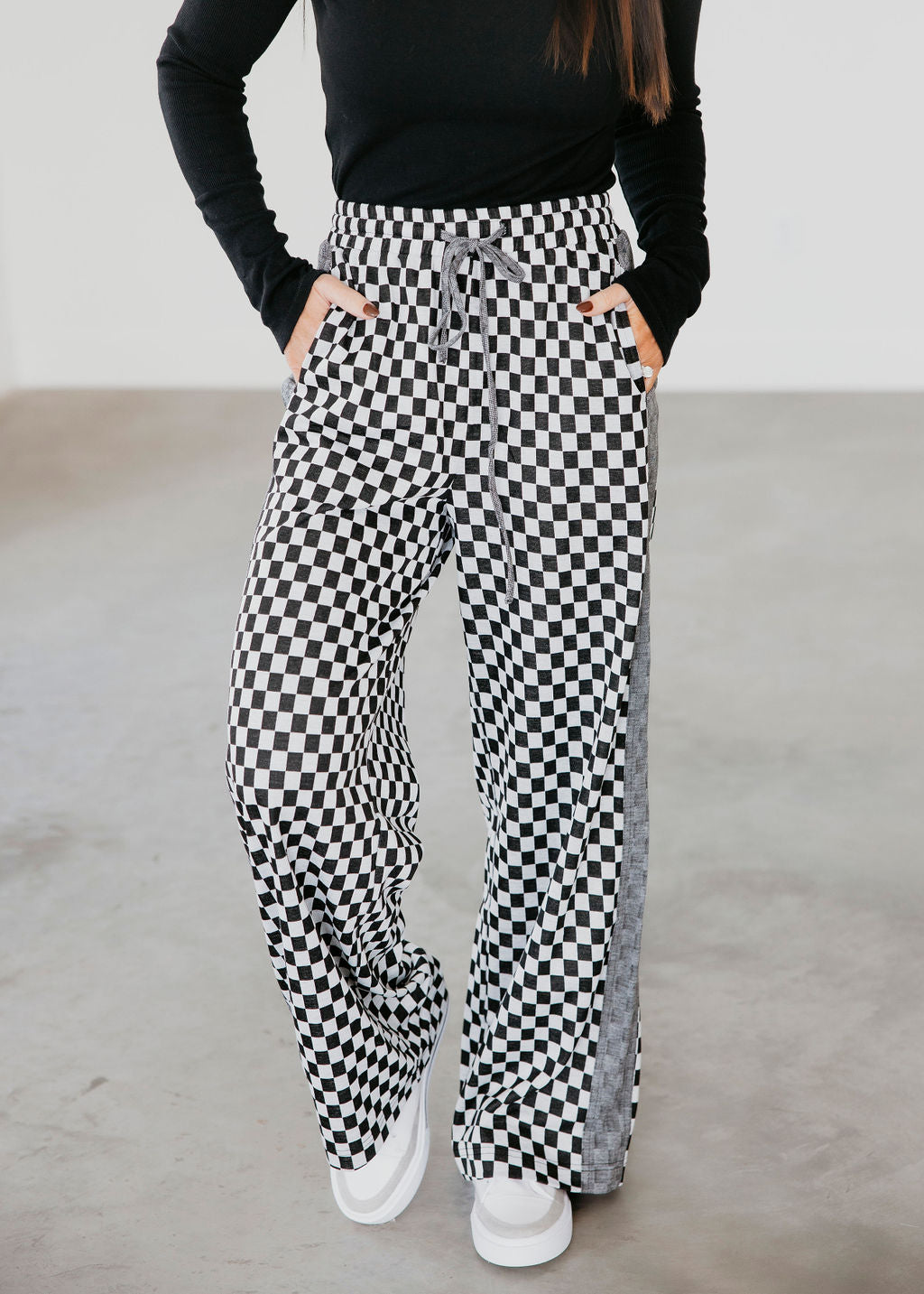 image of Ike Checkered Wide Leg Pants