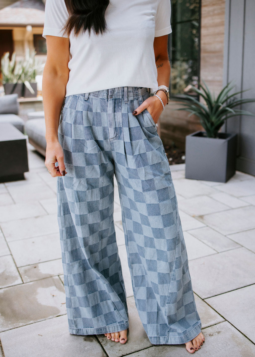 Sterling Checkered Wide Leg Pants