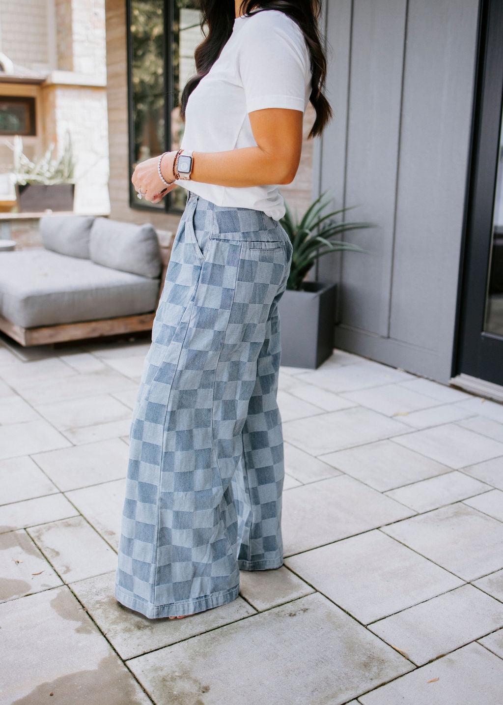 Sterling Checkered Wide Leg Pants