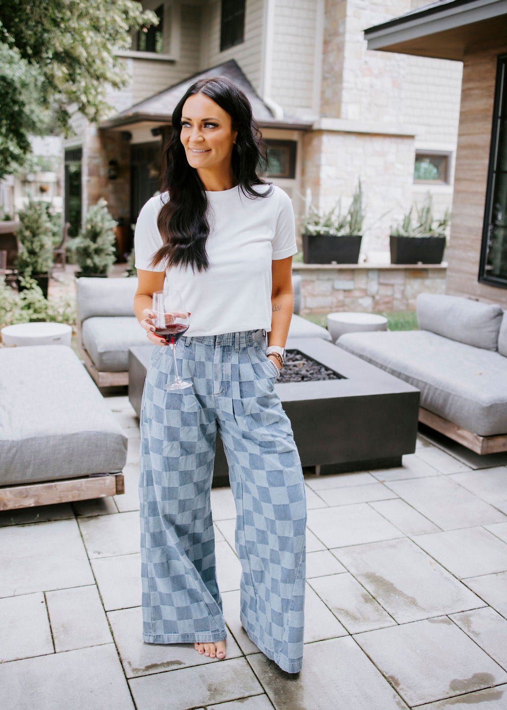 Sterling Checkered Wide Leg Pants