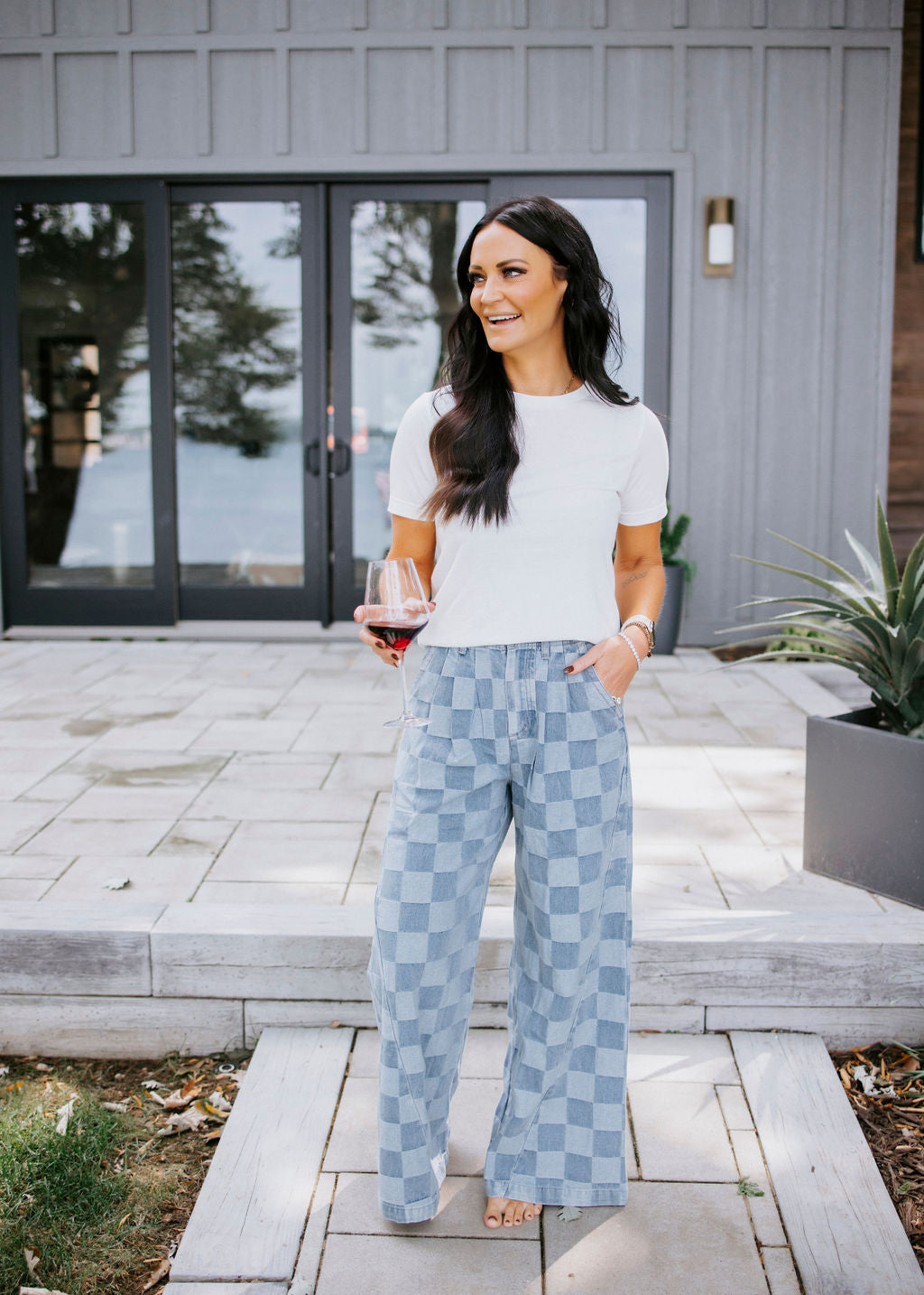 Sterling Checkered Wide Leg Pants