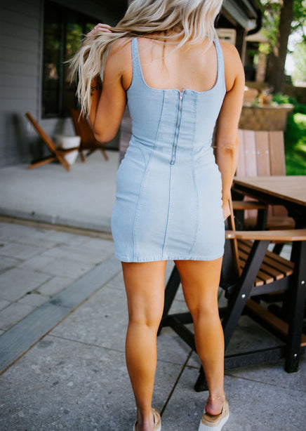 2x denim dress Fancy Frill Dress (Denim)