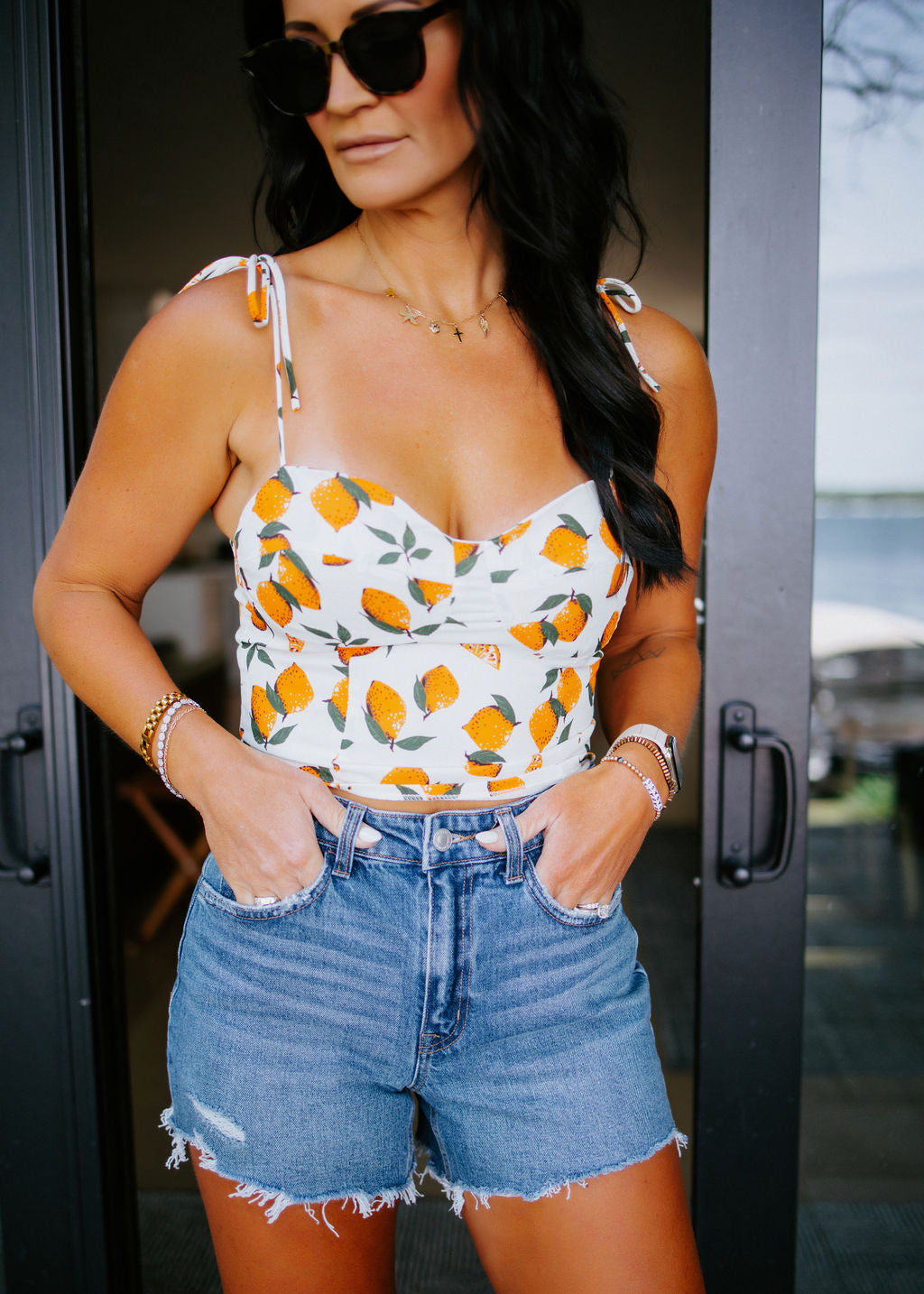 image of Lemon Printed Crop Top