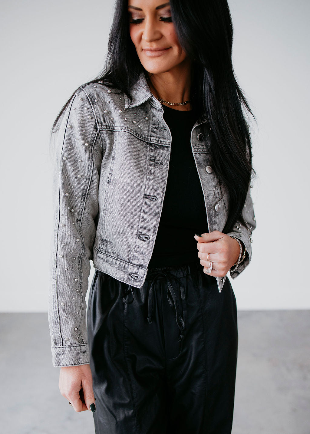 image of Ryer Studded Denim Jacket