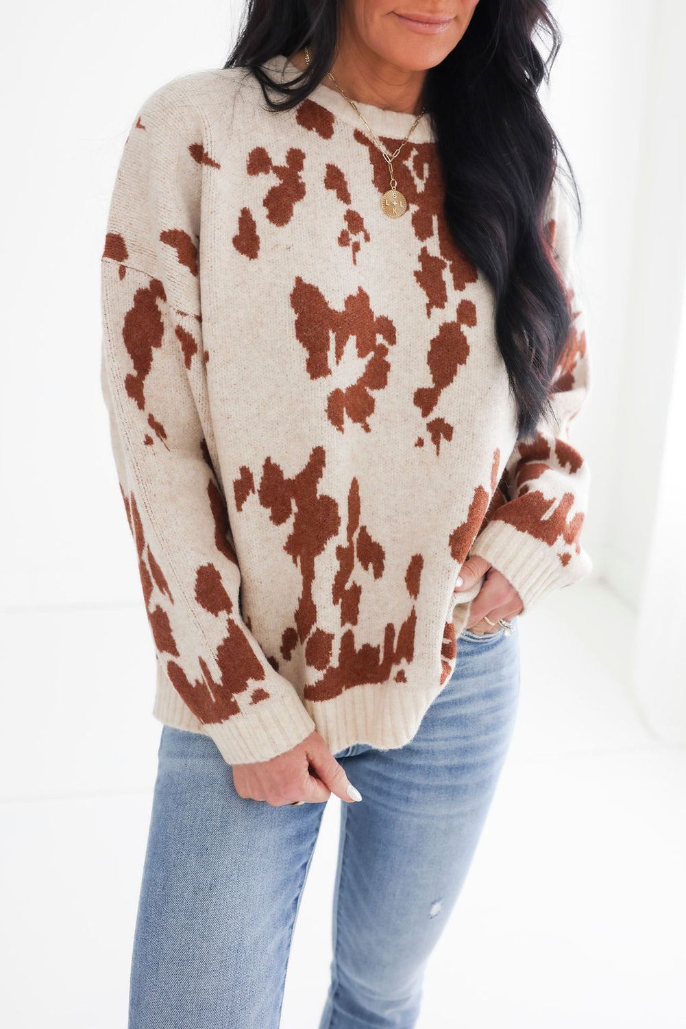 Cow Print Oversized Sweater