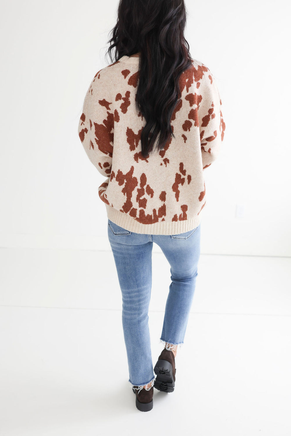 Cow Print Oversized Sweater