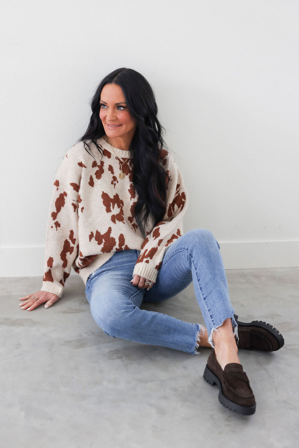 Cow Print Oversized Sweater