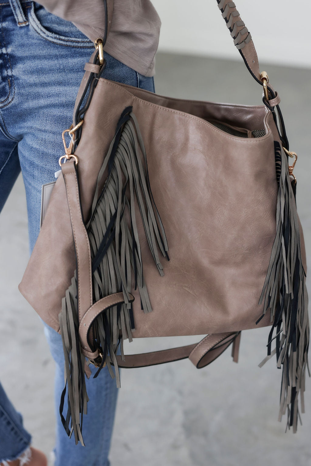 image of Talyn Fringe Hobo Bag