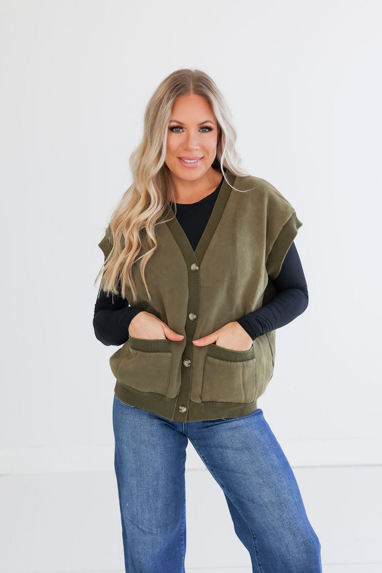 image of Maison Button Front Sweater Vest