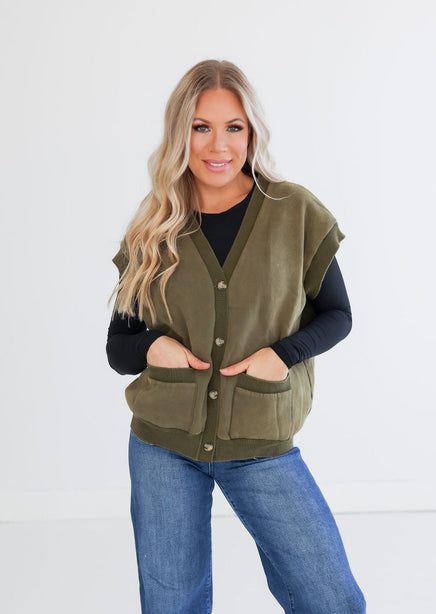 Maison Button Front Sweater Vest product view