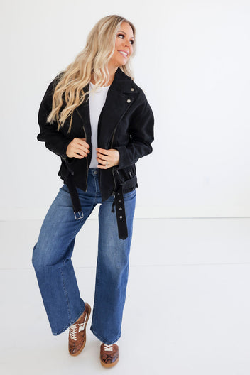 Paint The Town Denim Moto Jacket