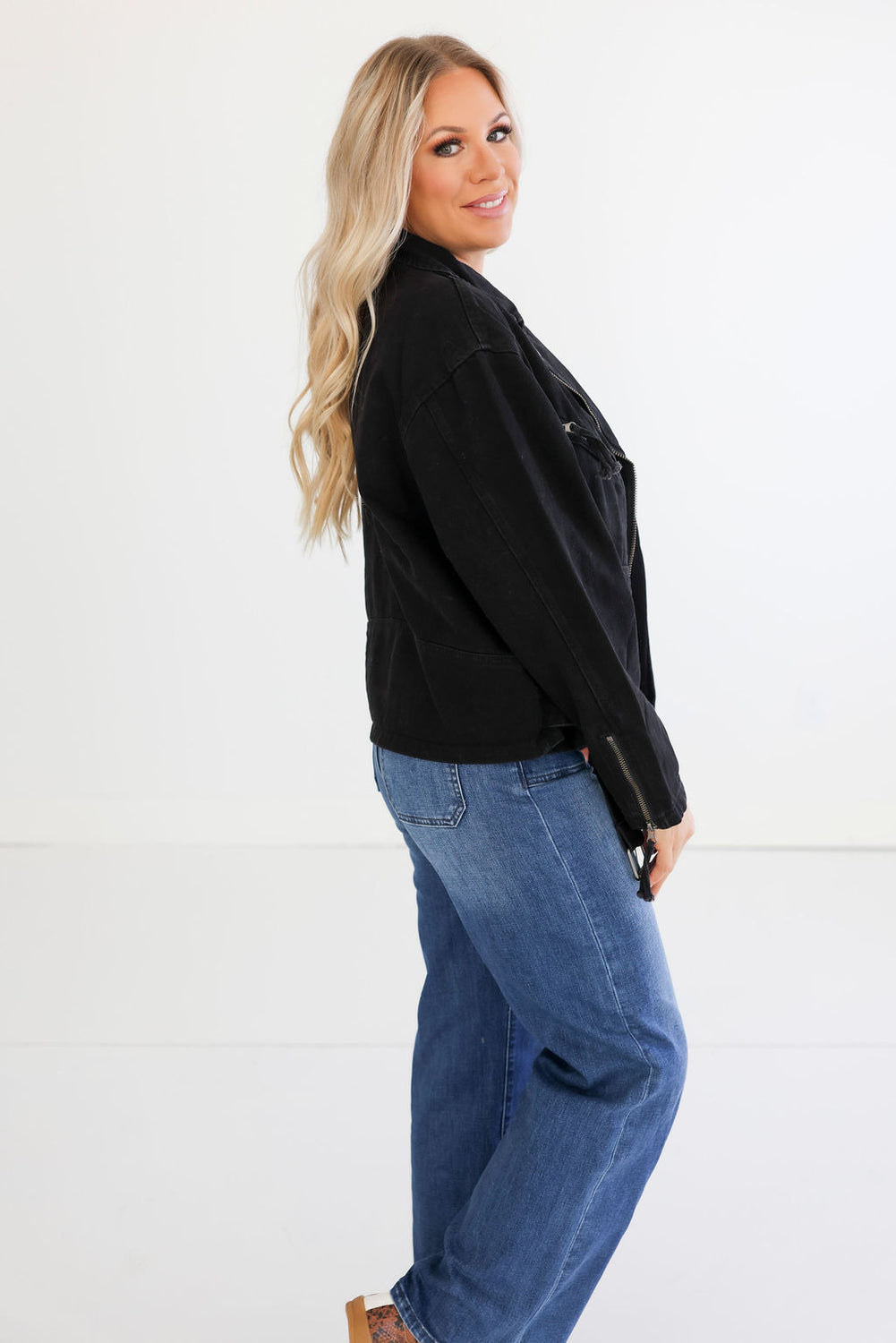 Paint The Town Denim Moto Jacket