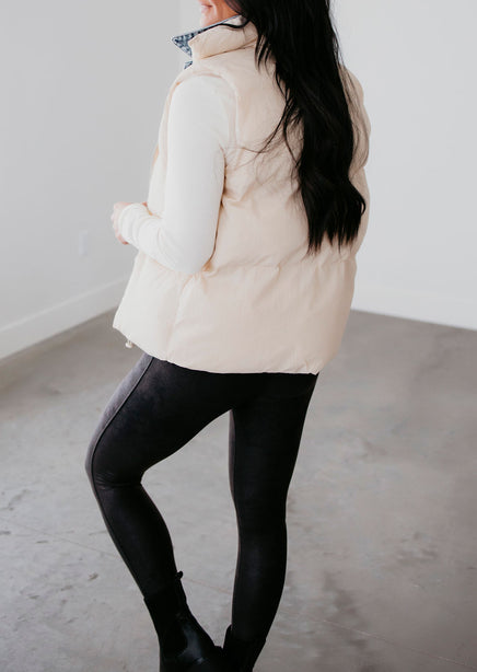 Jenna Denim Layered Puffer Vest