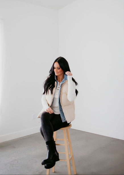 Jenna Denim Layered Puffer Vest