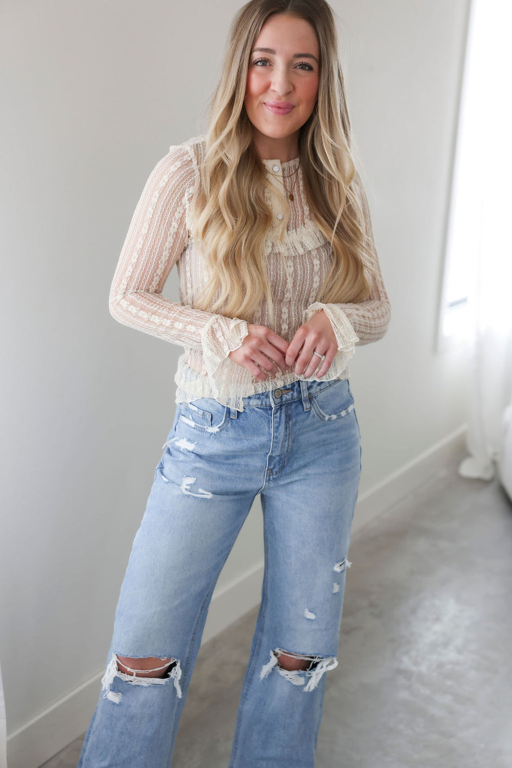 Corin Lace Henley Top
